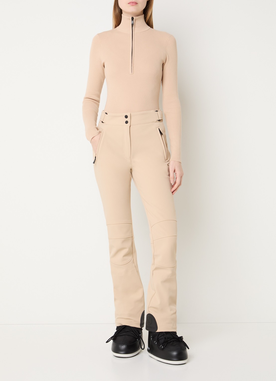 Airforce Sundance Mountain high waist flared skibroek met ritszakken - voorkant 7 beige