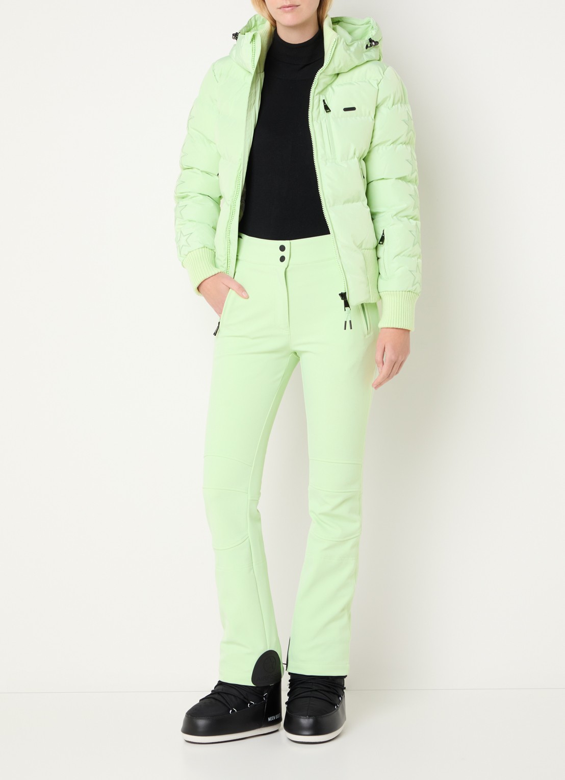 Airforce Sundance Mountain high waist flared skibroek met ritszakken - voorkant 7 lindegroen
