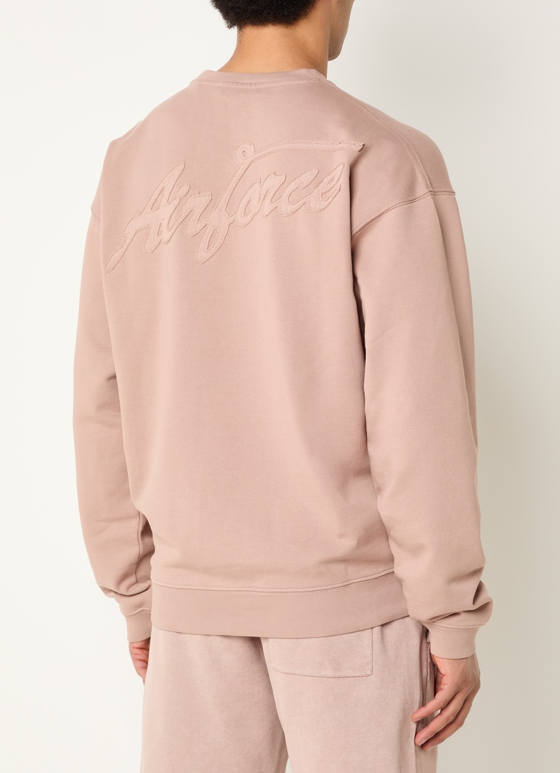 Airforce Sweater met logo- en backprint - detail oudroze