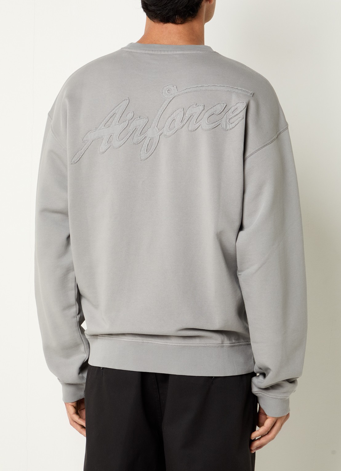 Airforce Sweater met logo- en backprint - detail lichtgrijs
