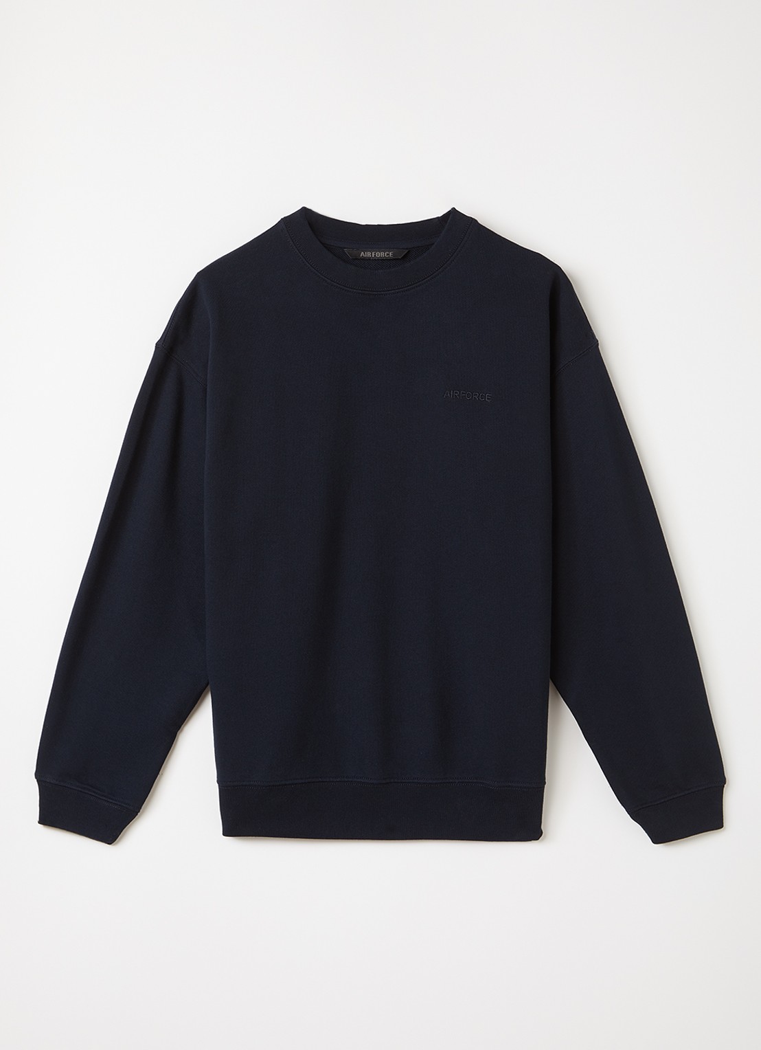 Airforce Sweater met logo- en backprint - voorkant donkerblauw