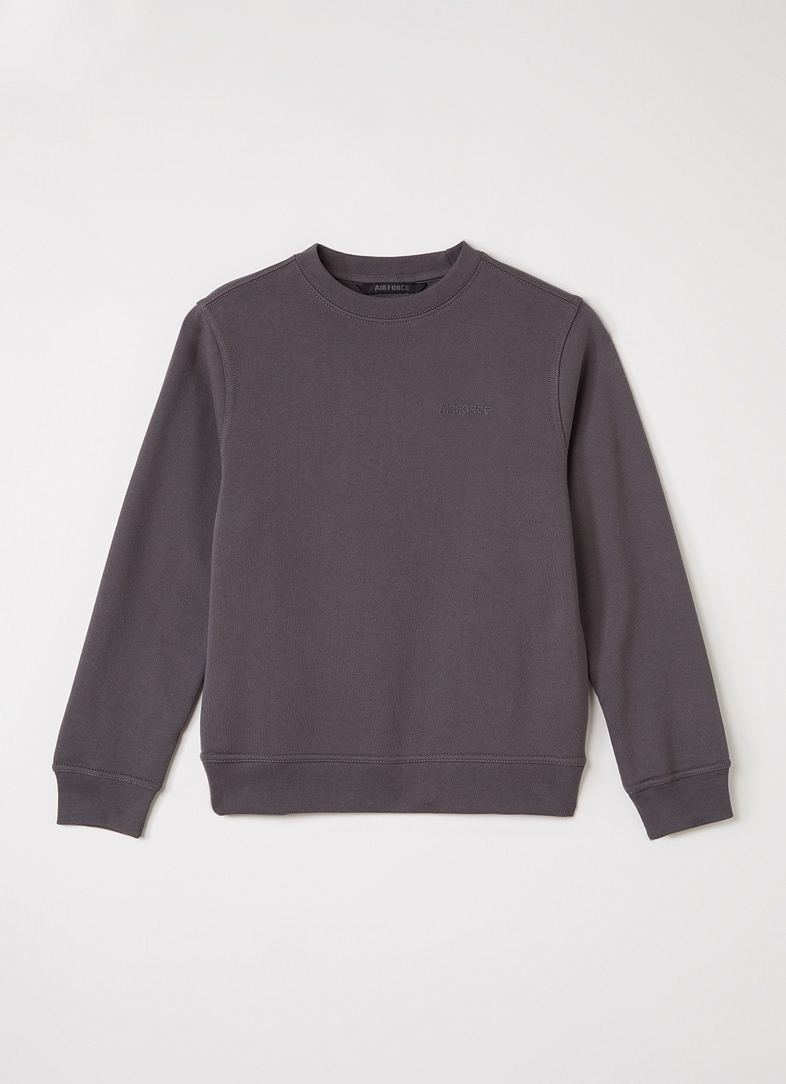 Airforce Sweater met logo- en backprint - voorkant 2 donkergrijs