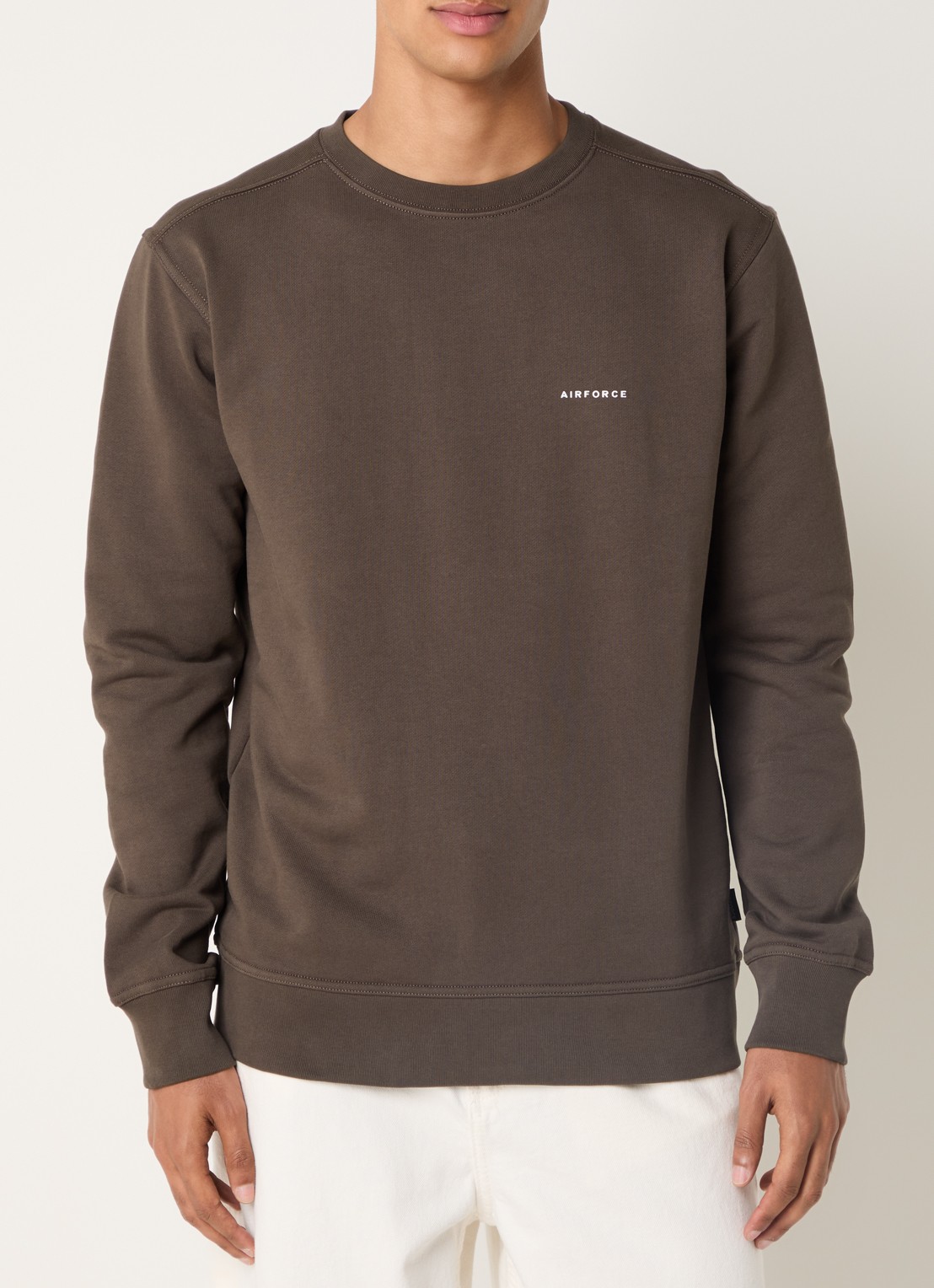 Airforce Sweater met logo - detail 3 lichtbruin