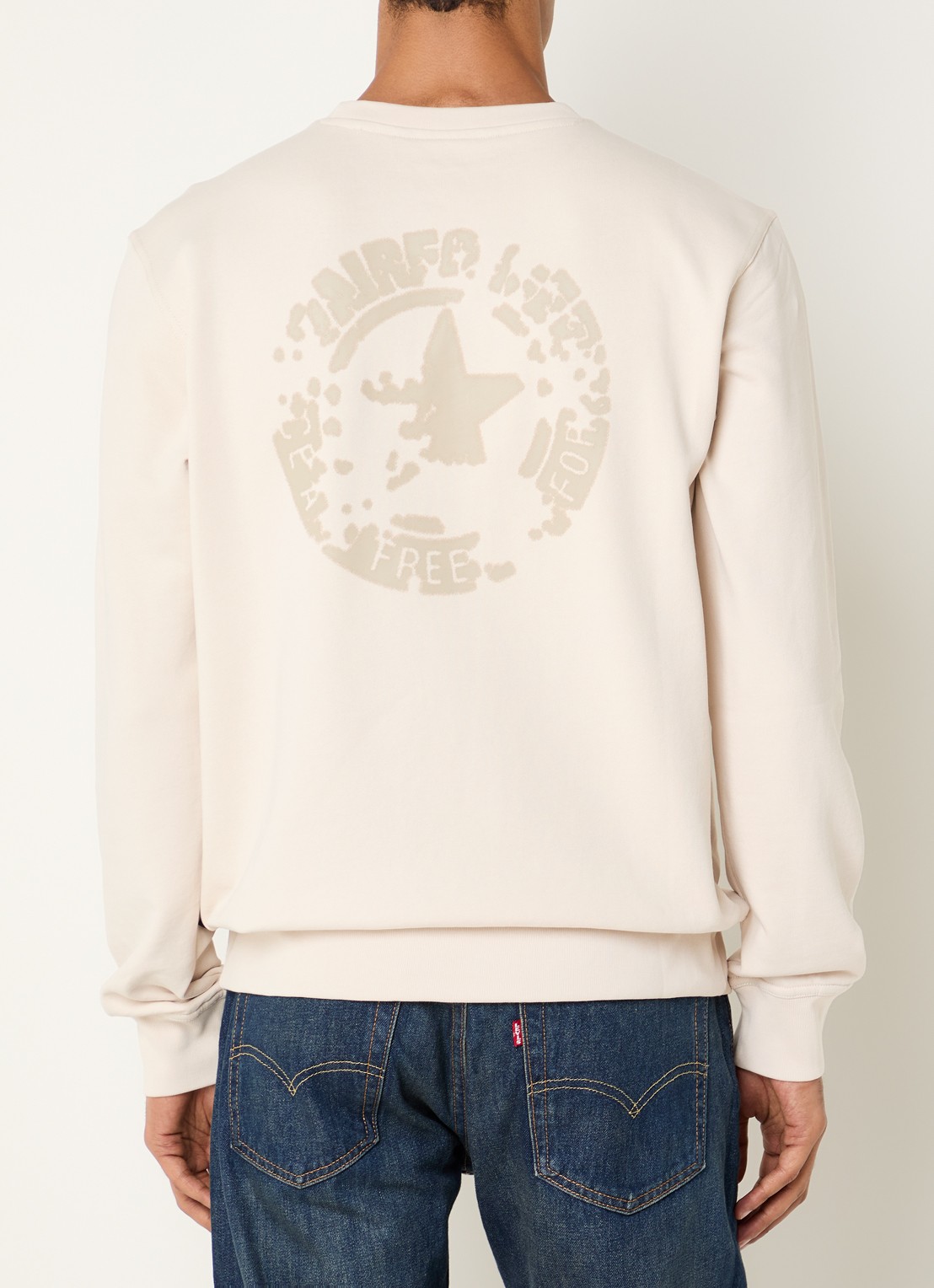 Airforce Sweater met logoborduring en backprint - detail creme