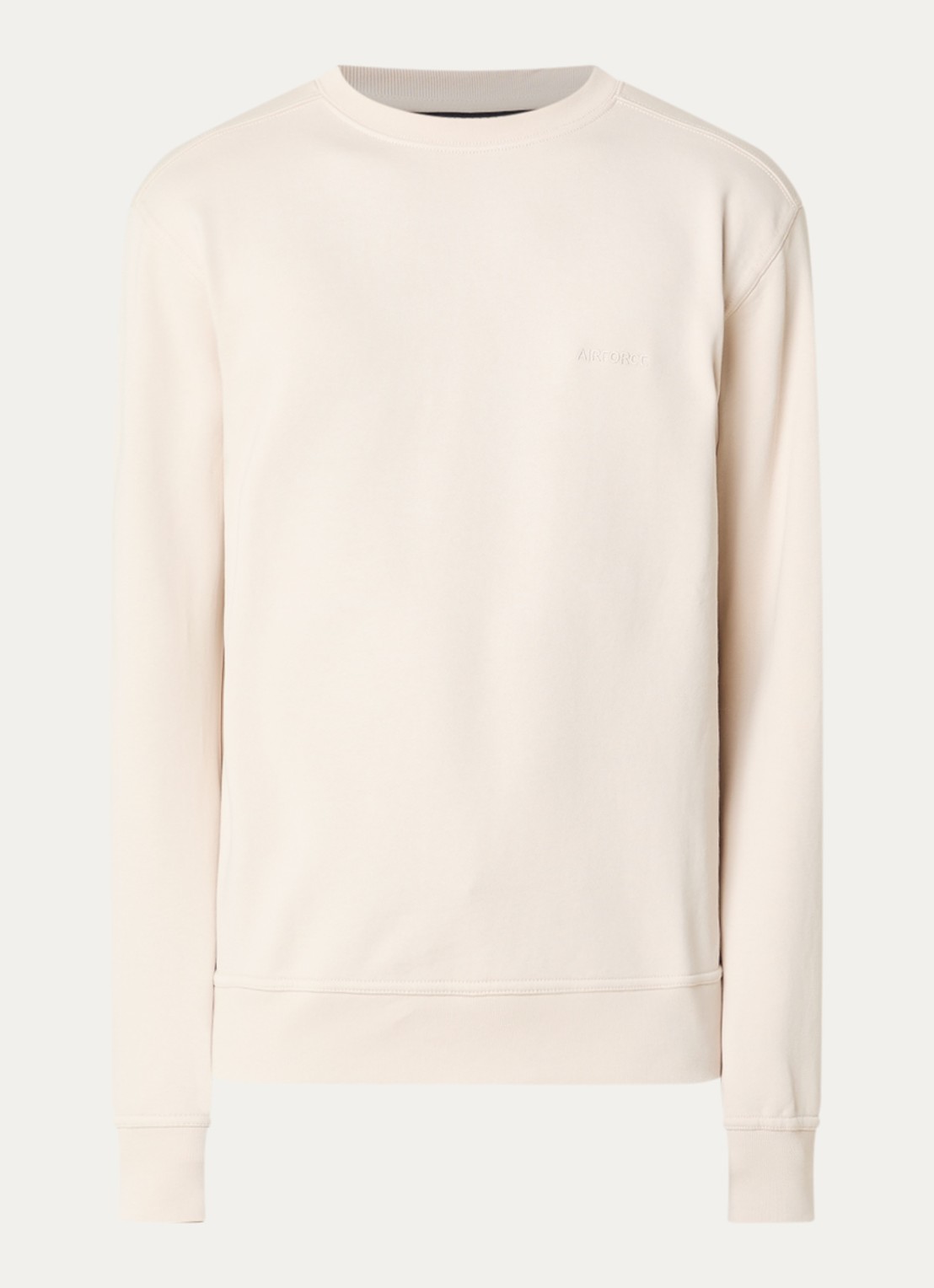 Airforce Sweater met logoborduring en backprint - voorkant 3 creme