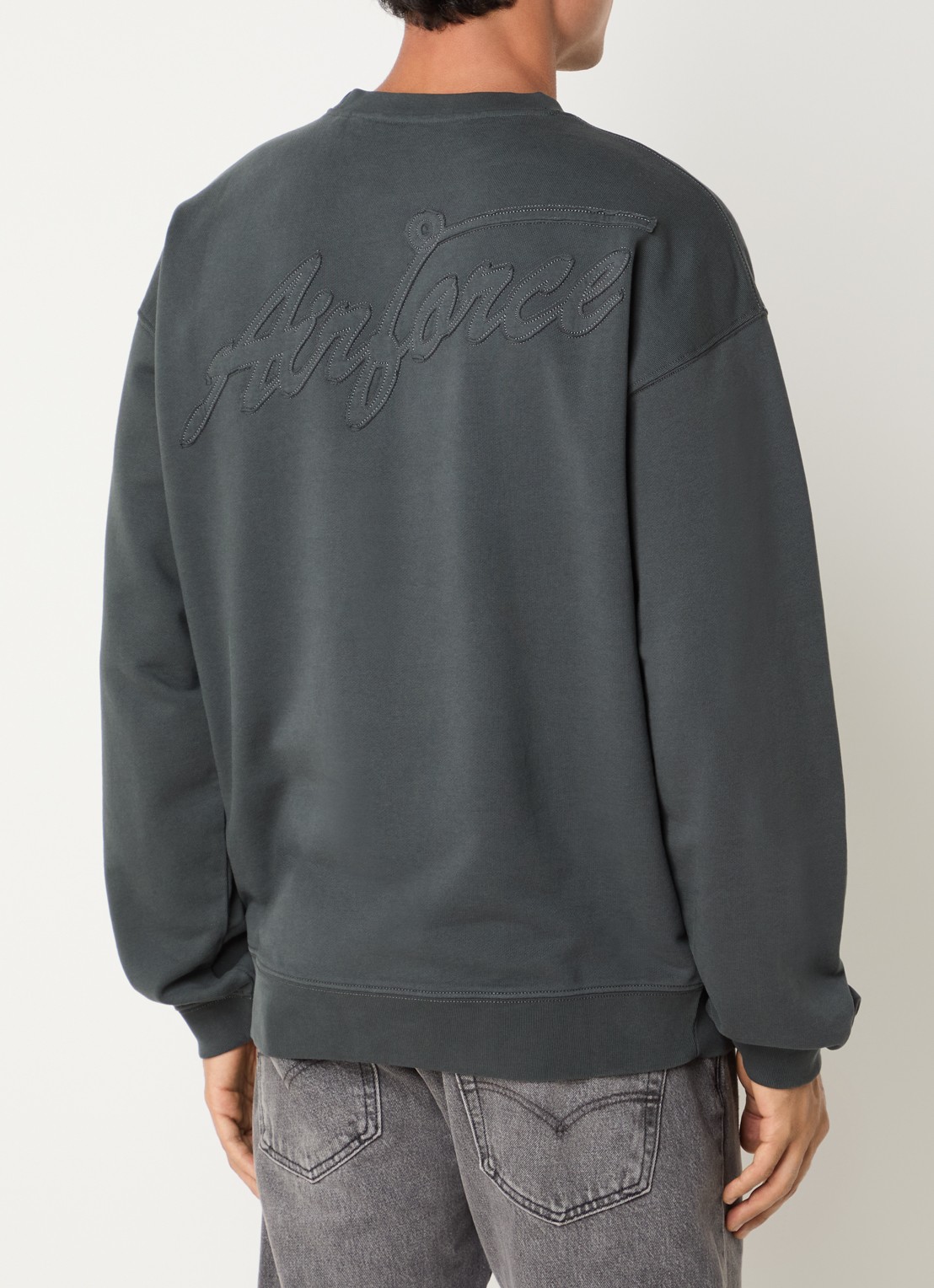 Airforce Sweater van katoen met logo - detail 4 donkergrijs