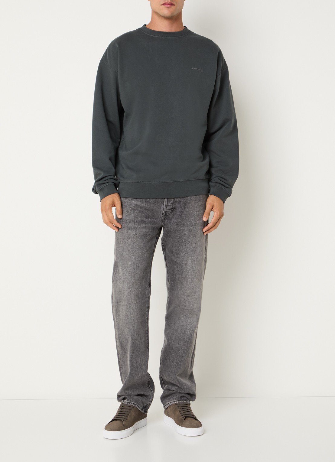 Airforce Sweater van katoen met logo - voorkant 2 donkergrijs