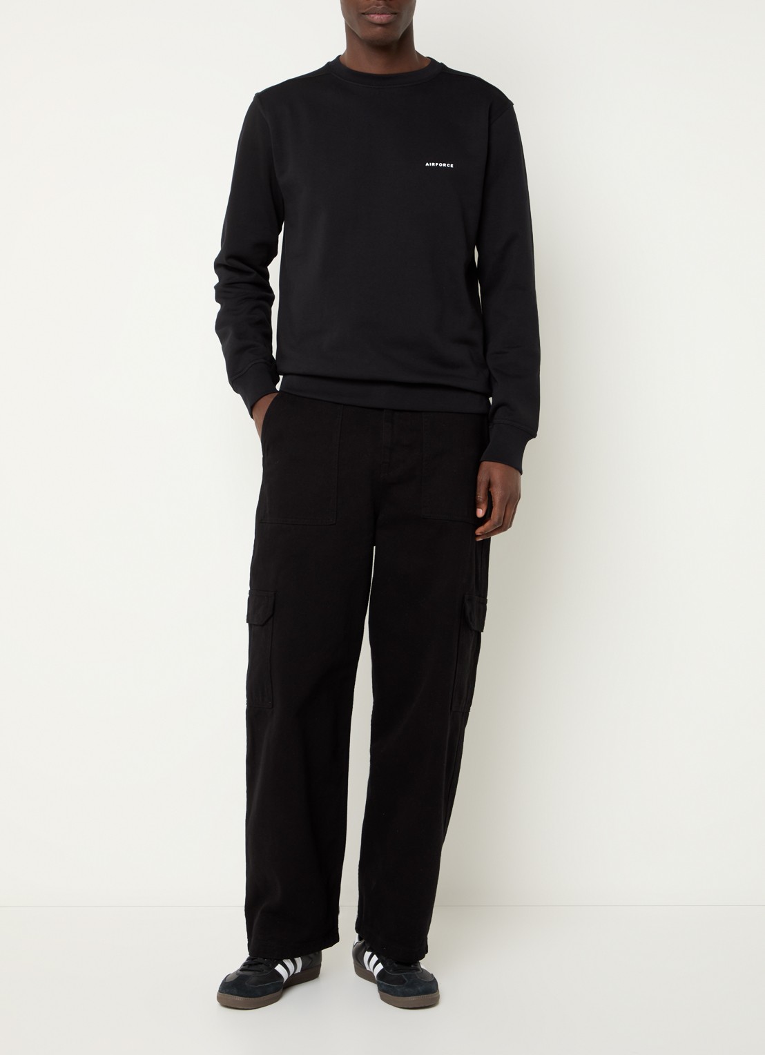 Airforce Sweater van  katoen met logo - voorkant 2 zwart