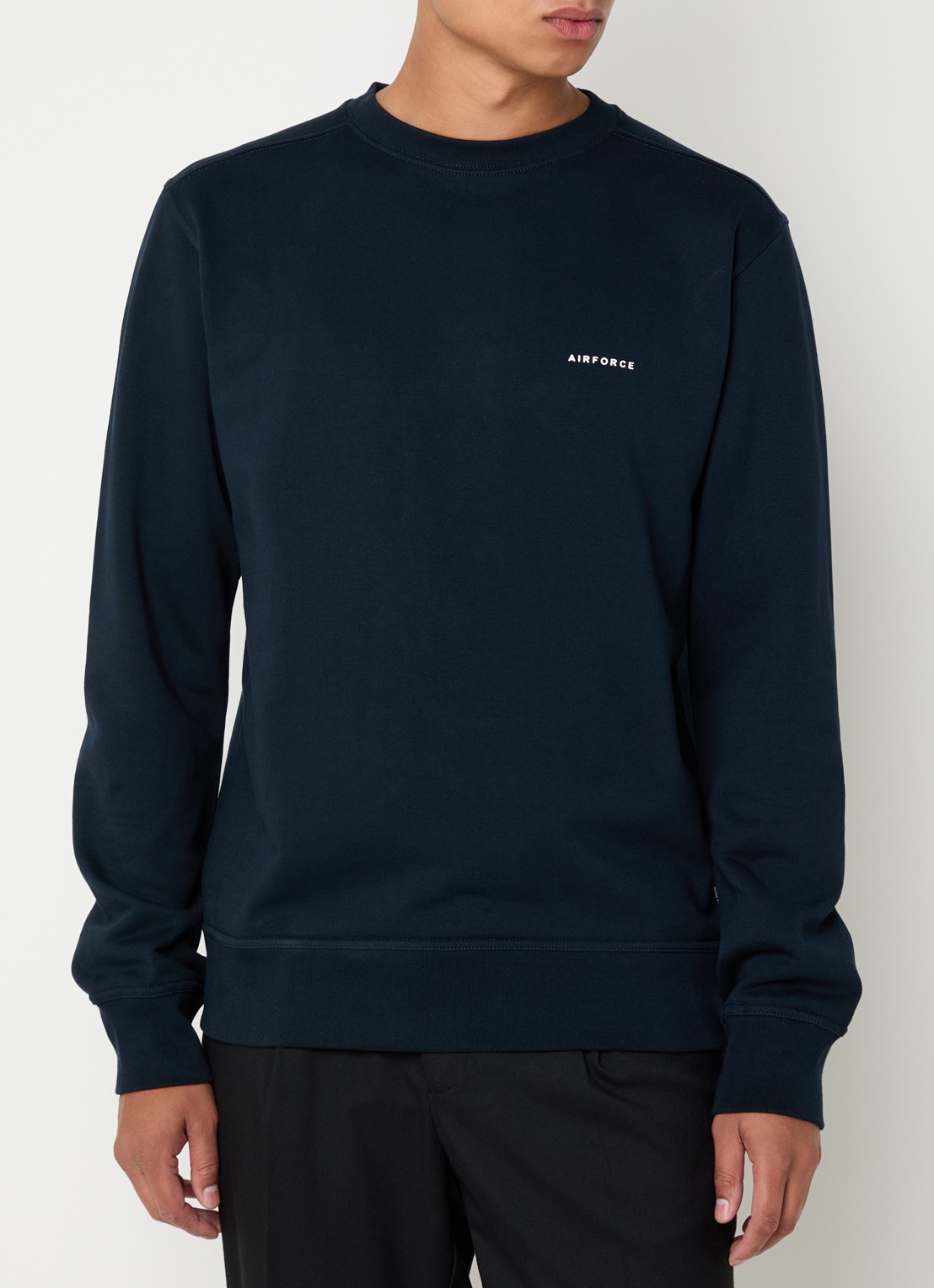 Airforce Sweater van  katoen met logo - detail donkerblauw