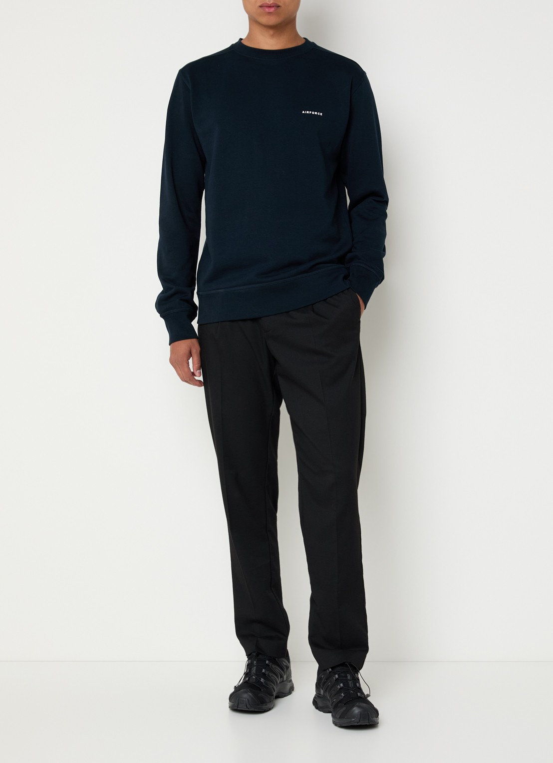 Airforce Sweater van  katoen met logo - voorkant 4 donkerblauw