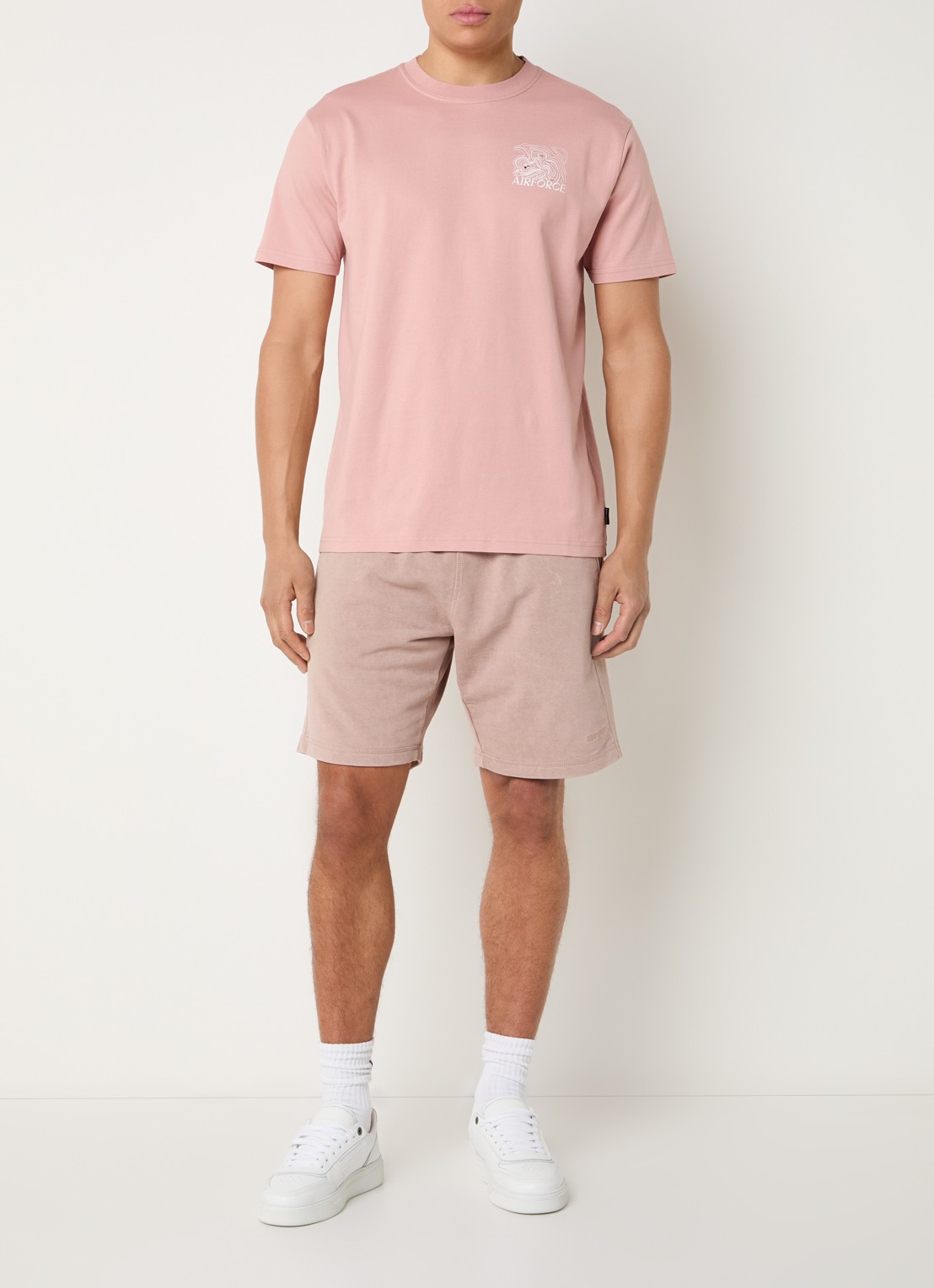 Airforce T-shirt met logo- en backprint - voorkant 2 oudroze