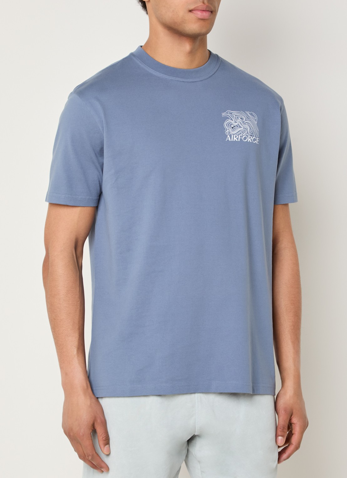 Airforce T-shirt met logo- en backprint - achterkant 4 staalblauw