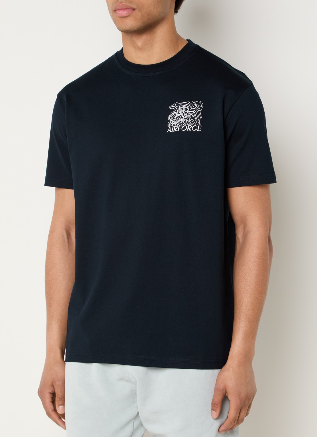Airforce T-shirt met logo- en backprint - achterkant 4 donkerblauw