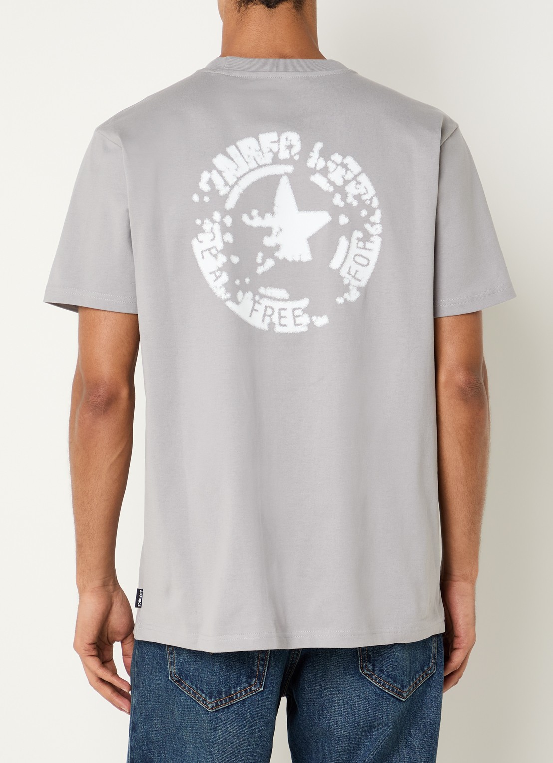 Airforce T-shirt met logo- en backprint - detail 3 grijs