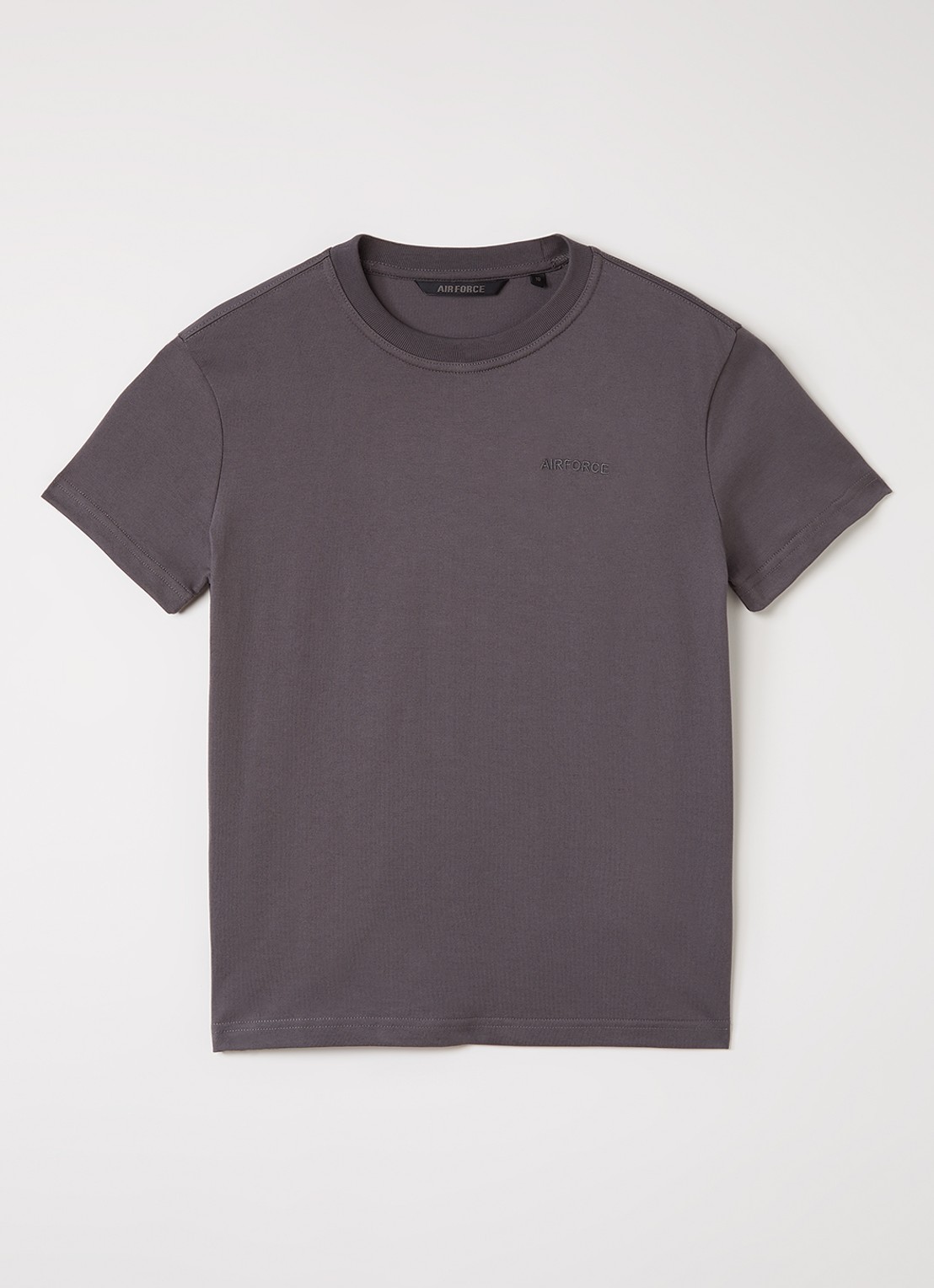 Airforce T-shirt met logo- en backprint - voorkant donkergrijs