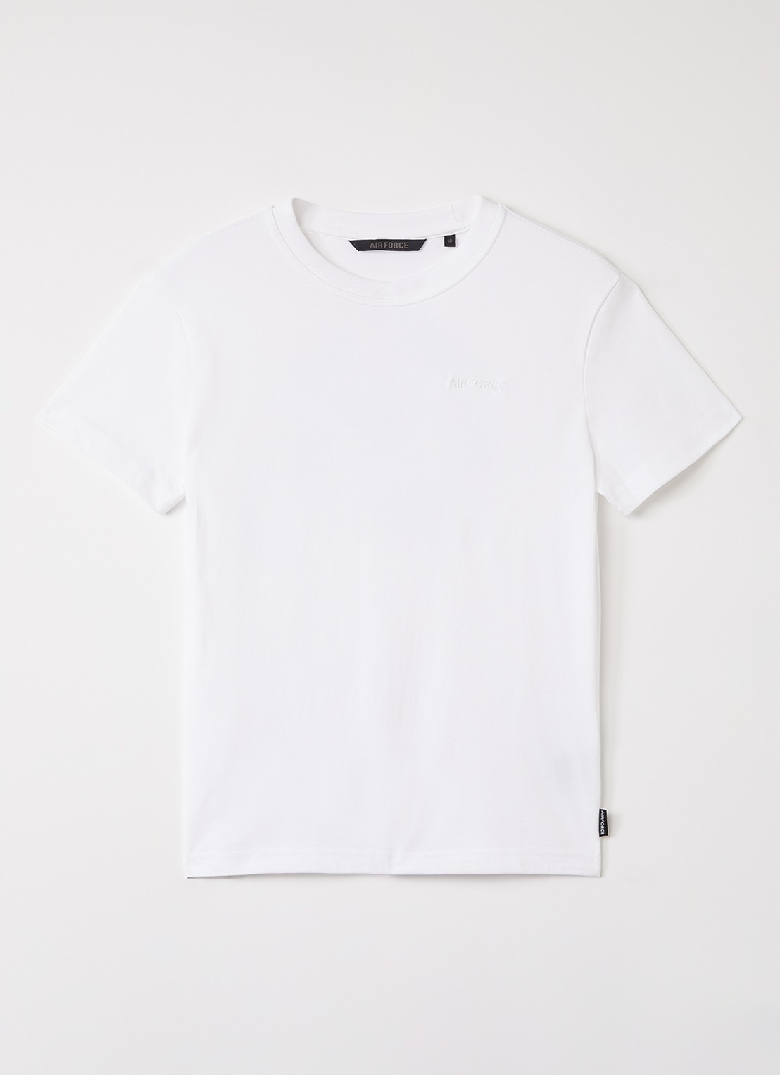 Airforce T-shirt met logo- en backprint - voorkant wit