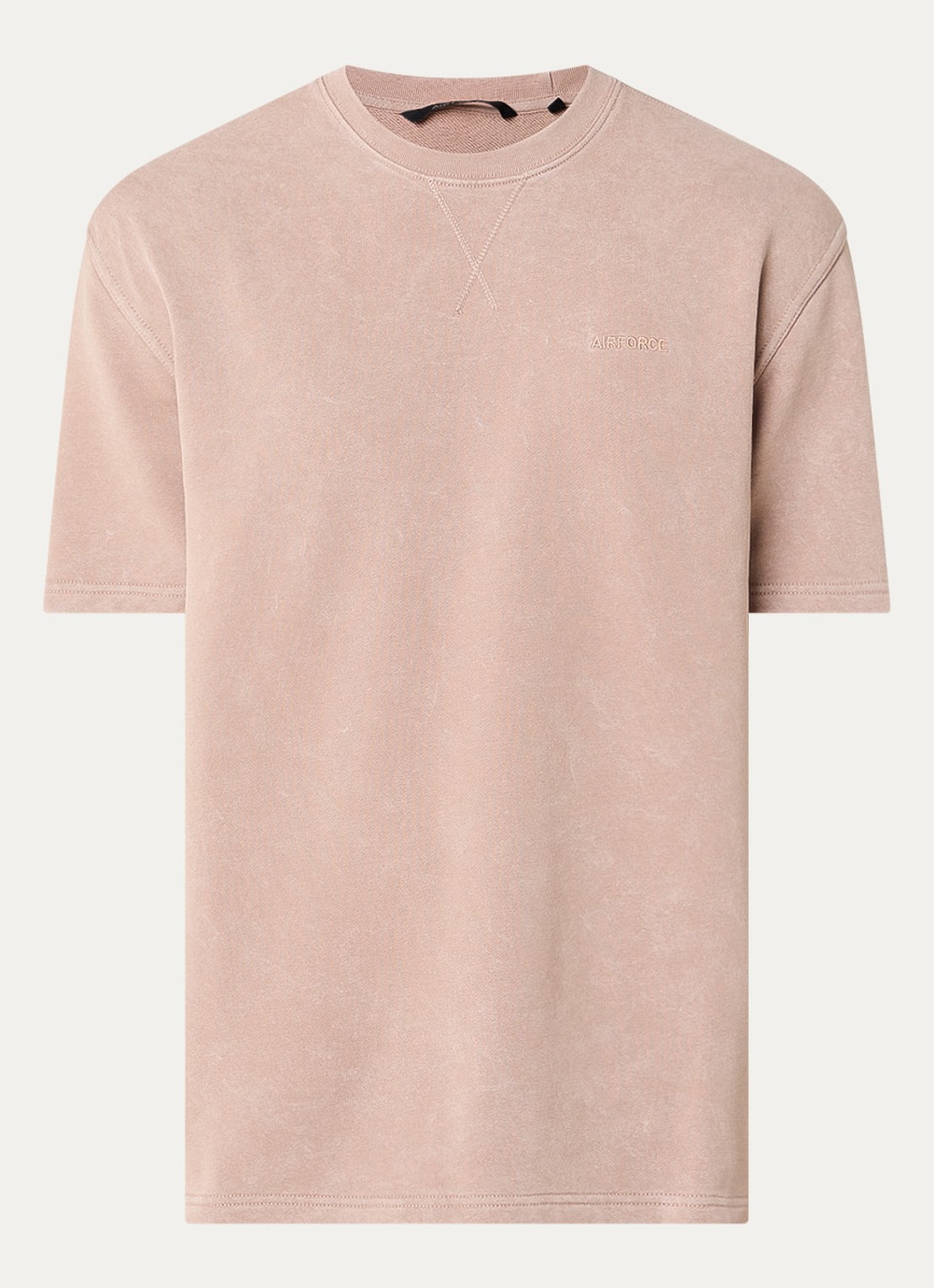Airforce T-shirt met logo en ronde hals - voorkant 2 lichtbruin