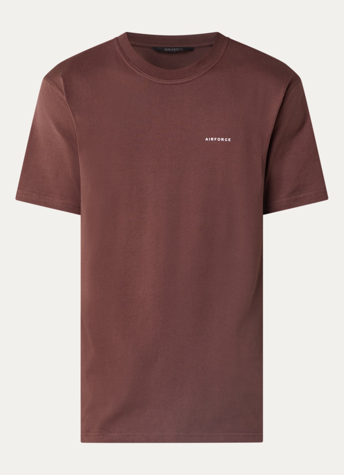 Airforce T-shirt met logo - voorkant kastanjebruin