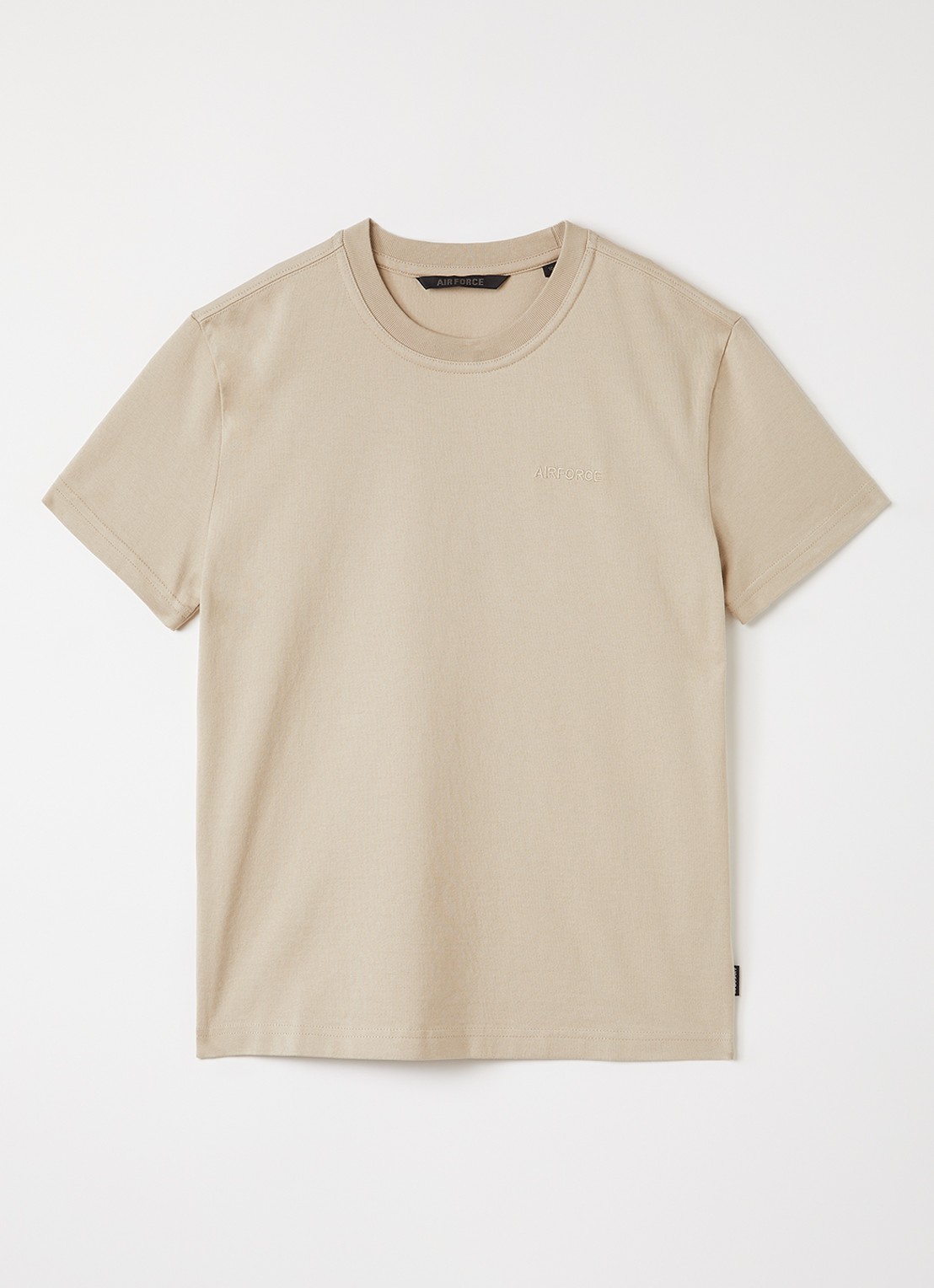 Airforce T-shirt met logoborduring en backprint - voorkant 3 beige