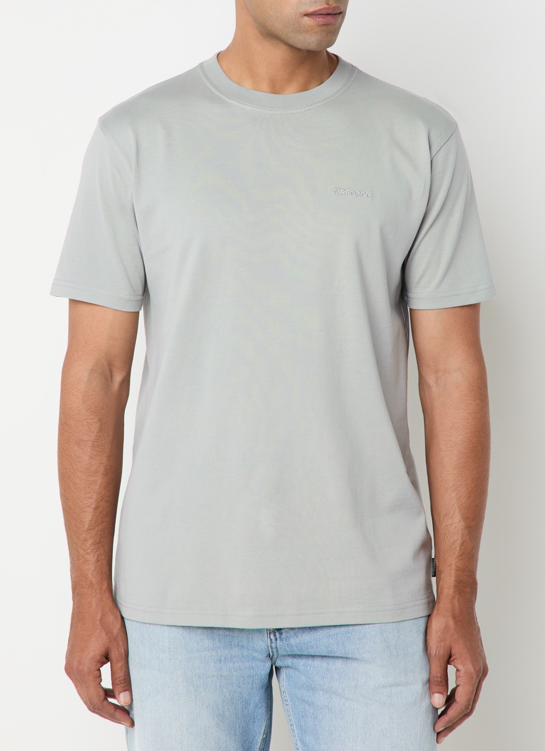 Airforce T-shirt met logoborduring - achterkant grijs