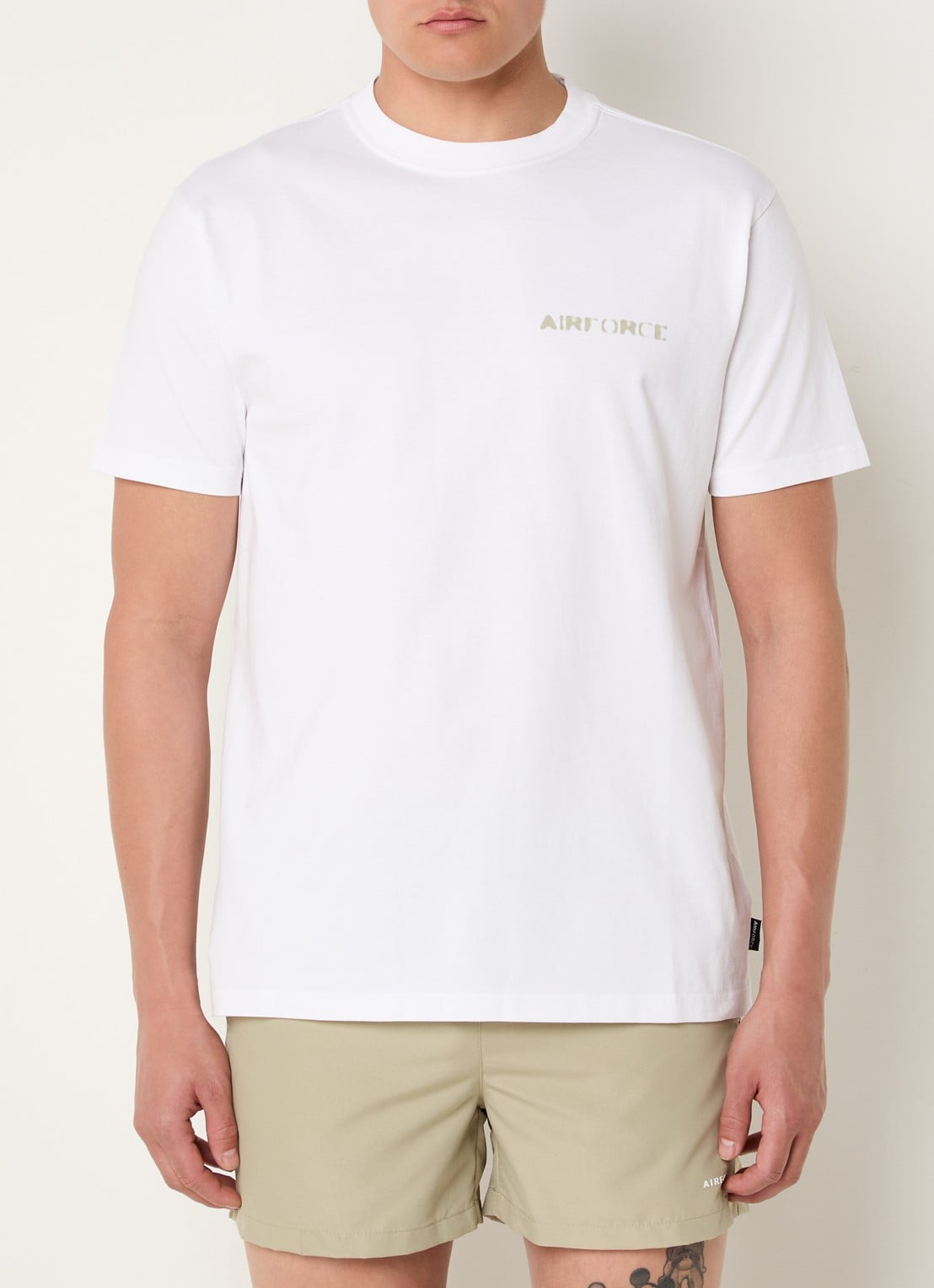 Airforce T-shirt van  katoen met logo- en backprint - achterkant 3 wit