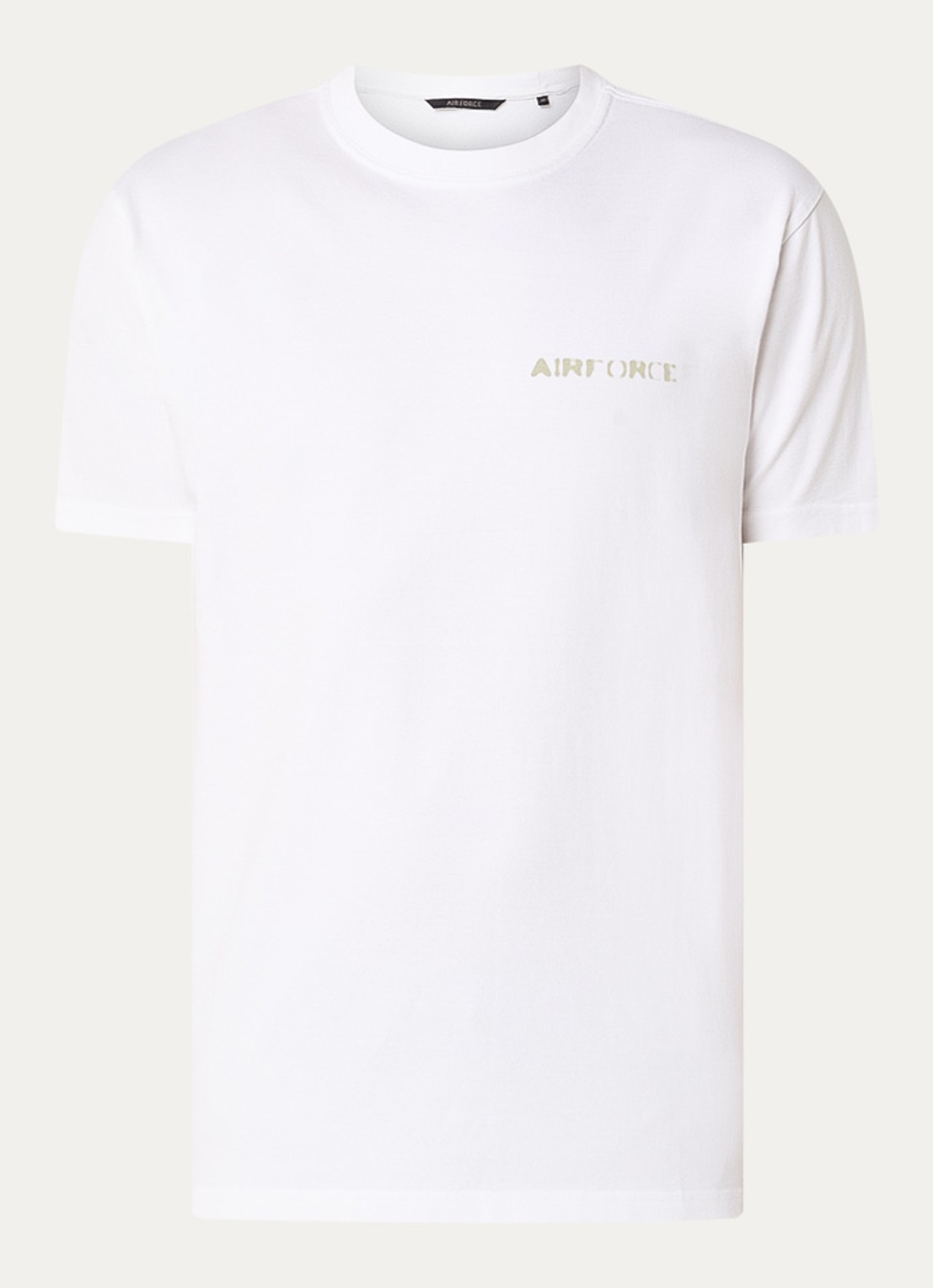 Airforce T-shirt van  katoen met logo- en backprint - voorkant wit