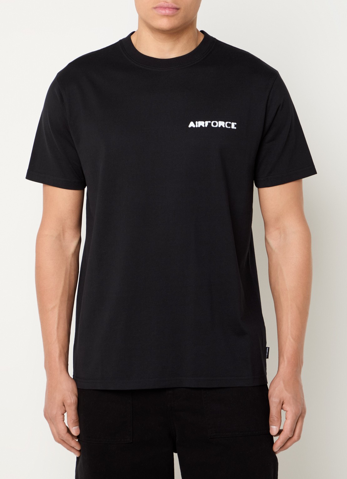 Airforce T-shirt van  katoen met logo- en backprint - achterkant 4 zwart