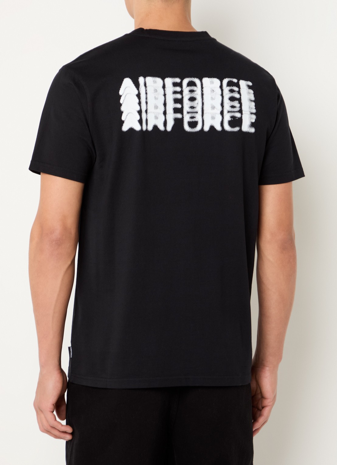 Airforce T-shirt van  katoen met logo- en backprint - detail zwart