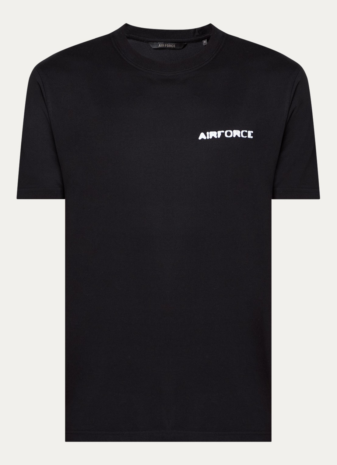Airforce T-shirt van  katoen met logo- en backprint - voorkant 2 zwart