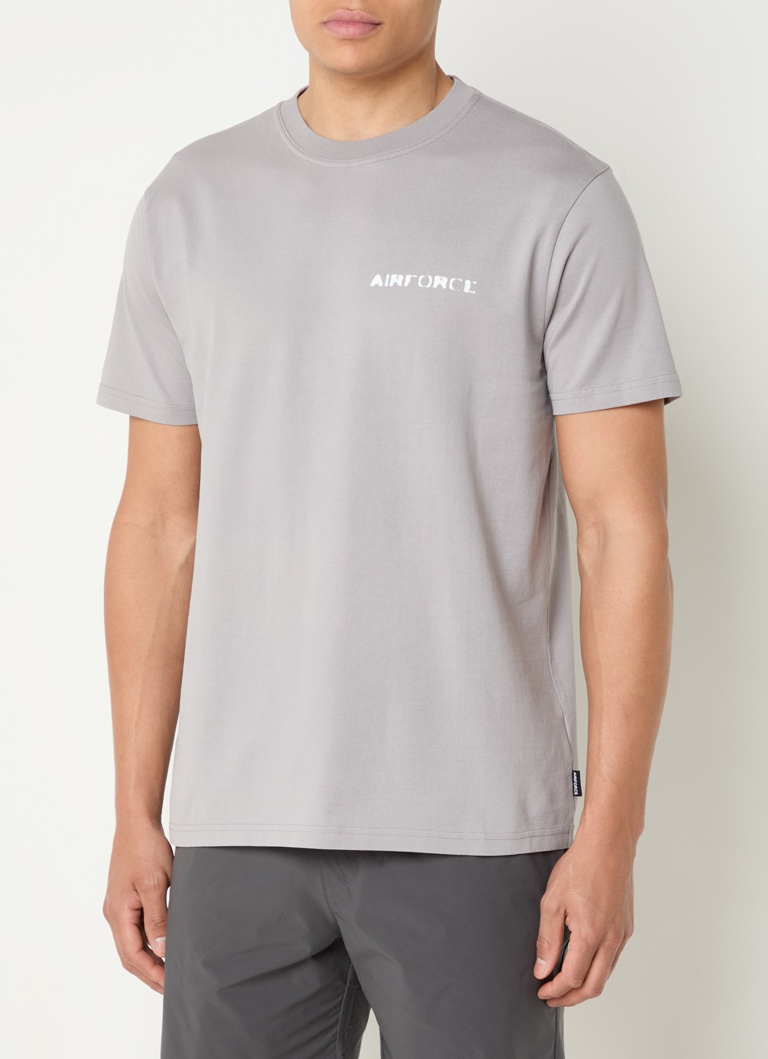 Airforce T-shirt van  katoen met logo- en backprint - achterkant 4 grijs