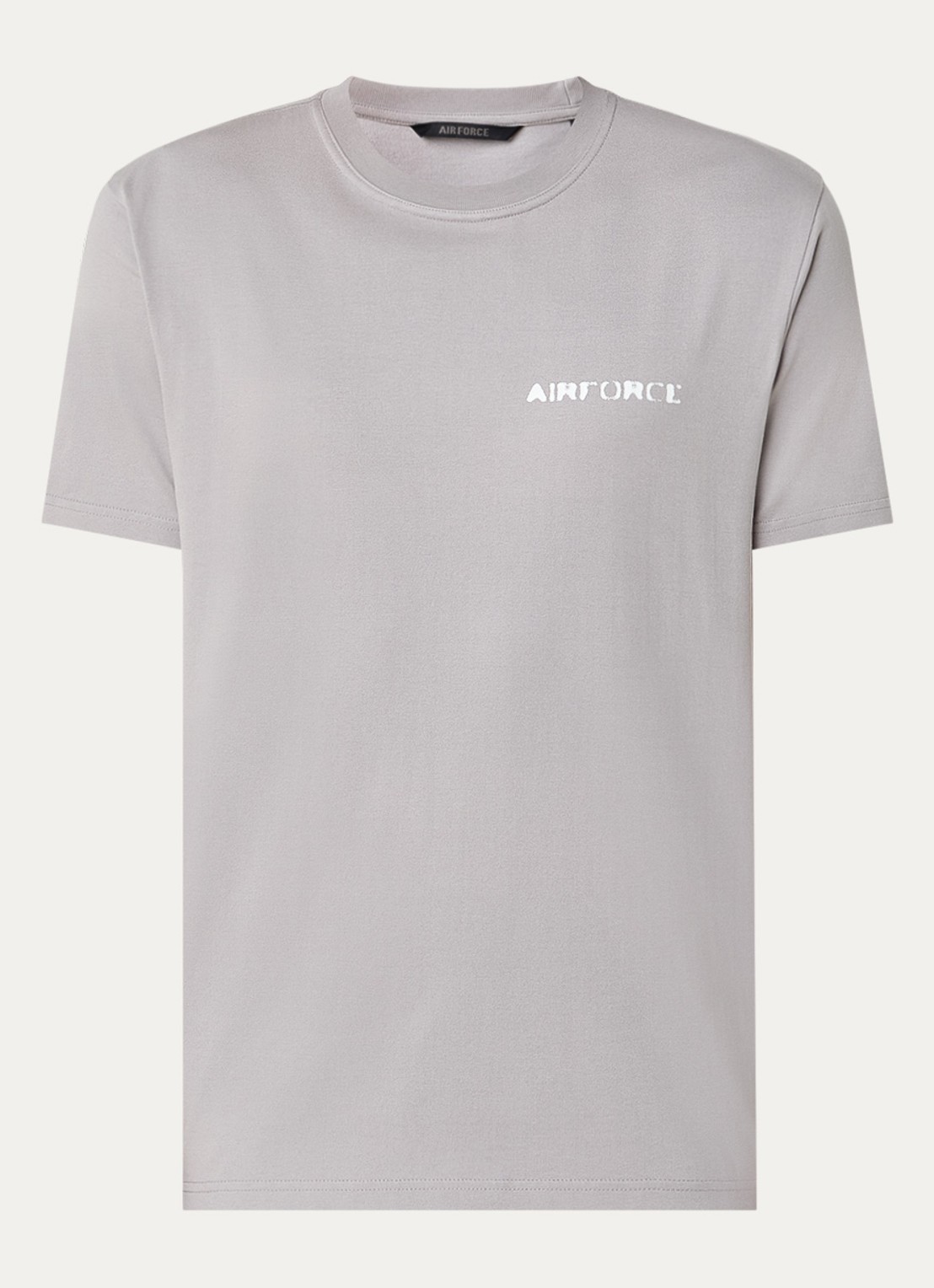 Airforce T-shirt van  katoen met logo- en backprint - voorkant 2 grijs