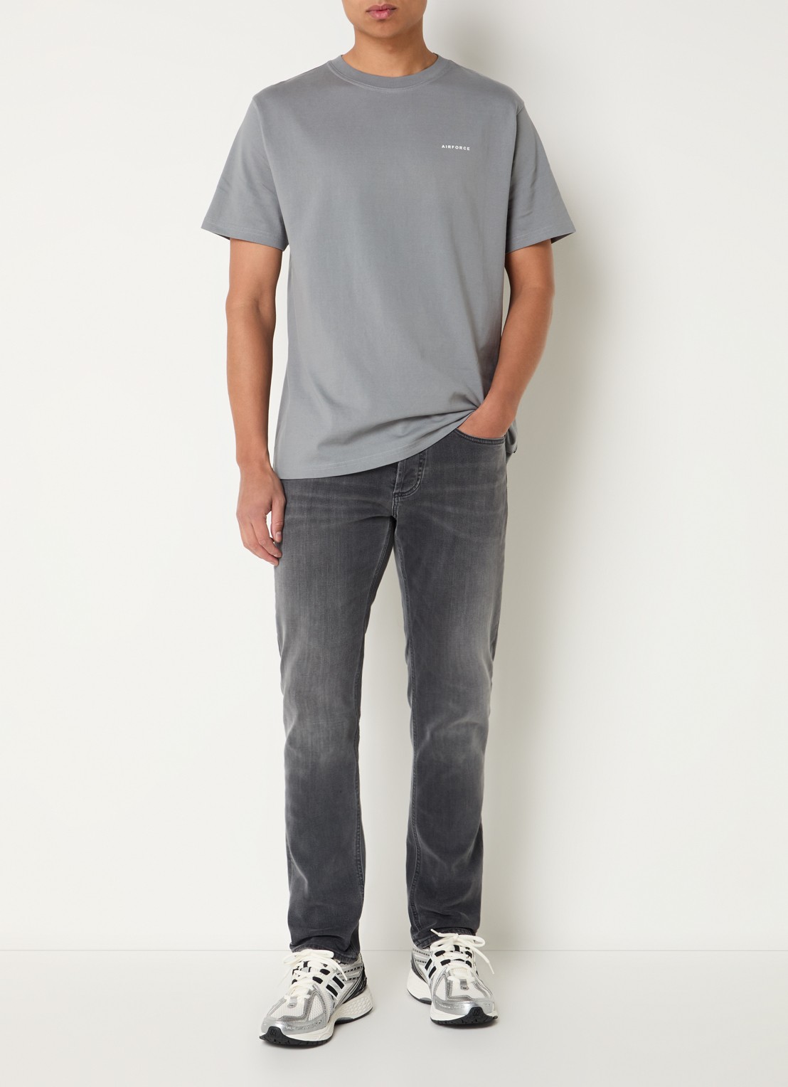 Airforce T-shirt van  katoen met logo - voorkant 3 grijs