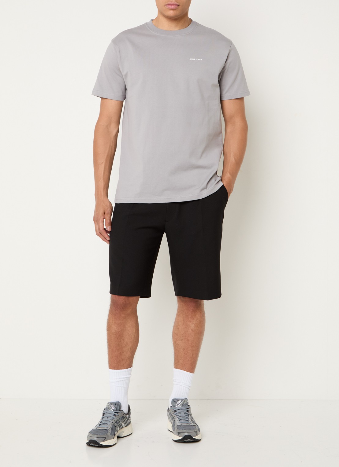 Airforce T-shirt van  katoen met logo - voorkant 2 donkergrijs