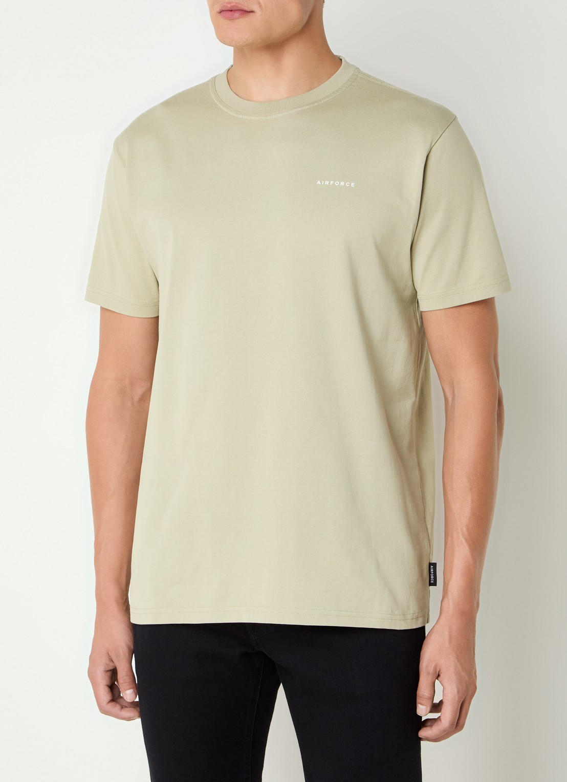 Airforce T-shirt van  katoen met logo - detail lindegroen