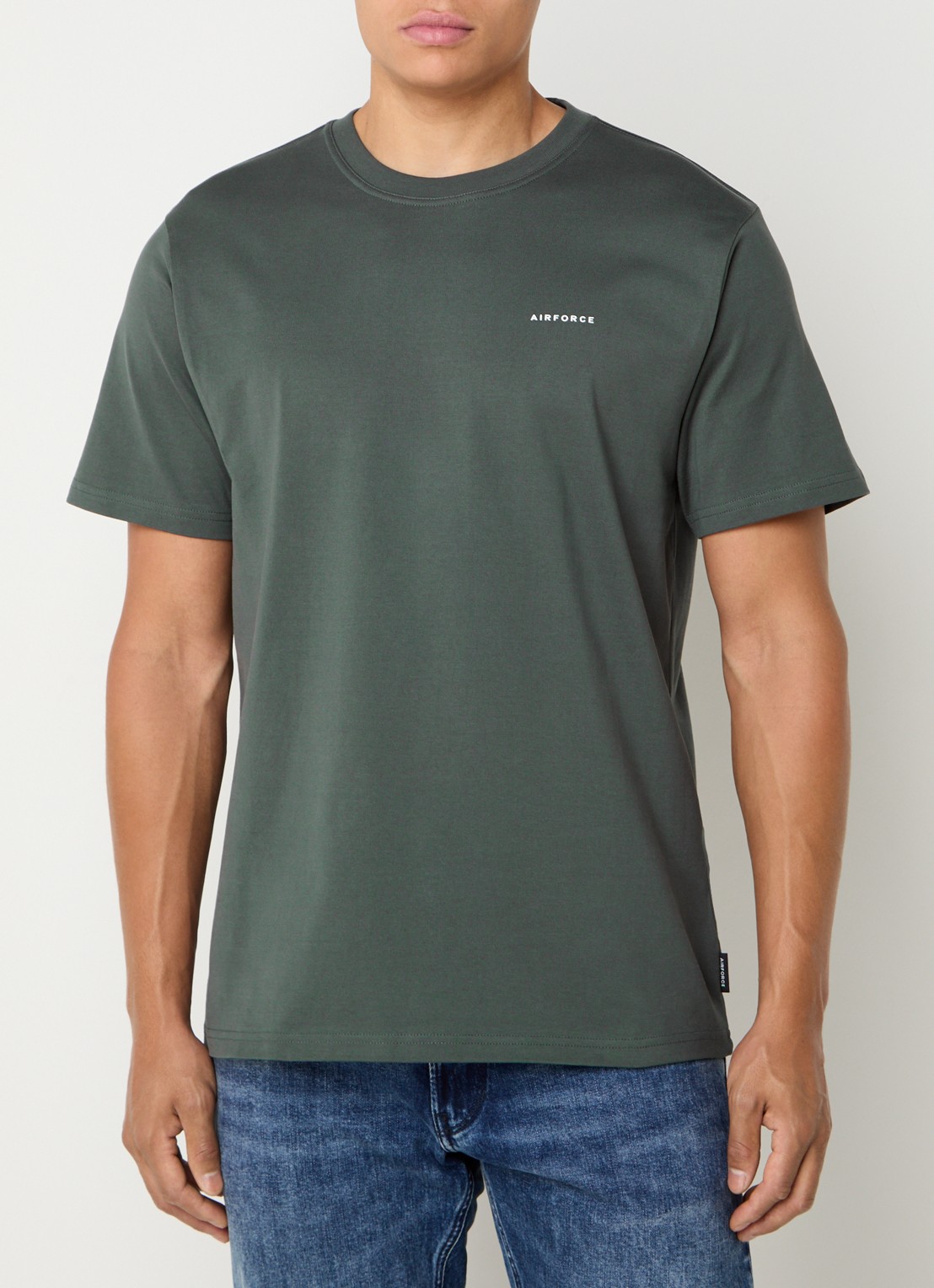 Airforce T-shirt van  katoen met logo - detail groen
