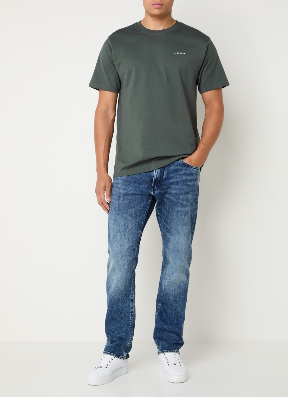 Airforce T-shirt van  katoen met logo - voorkant 3 groen