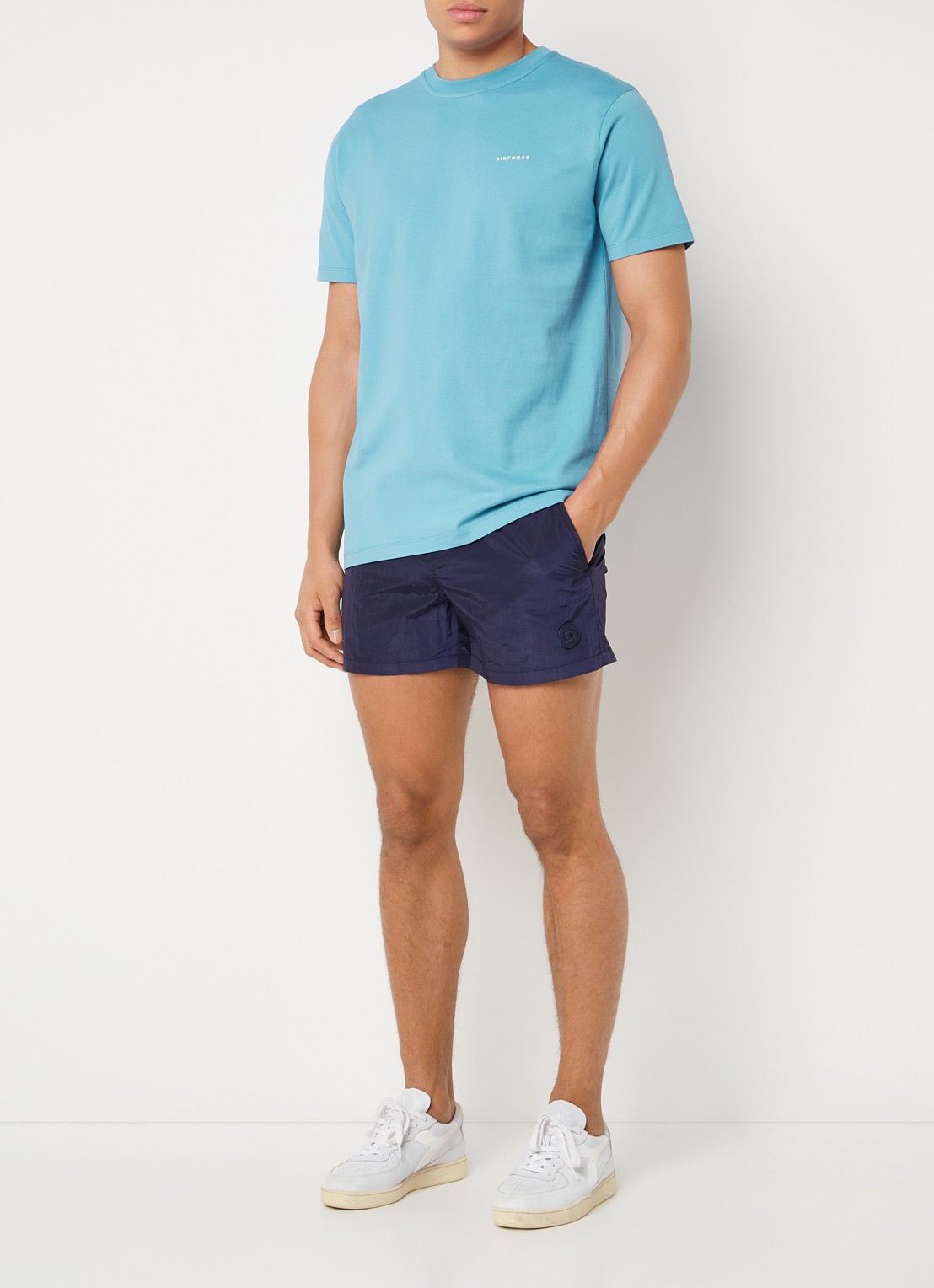 Airforce T-shirt van  katoen met logo - voorkant lichtblauw