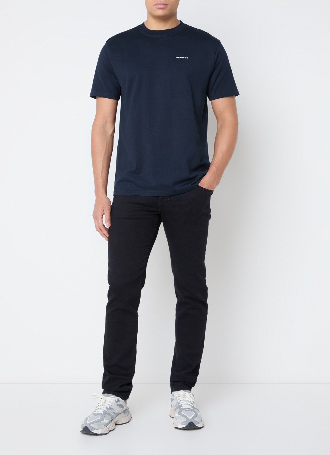 Airforce T-shirt van  katoen met logo - voorkant 3 donkerblauw