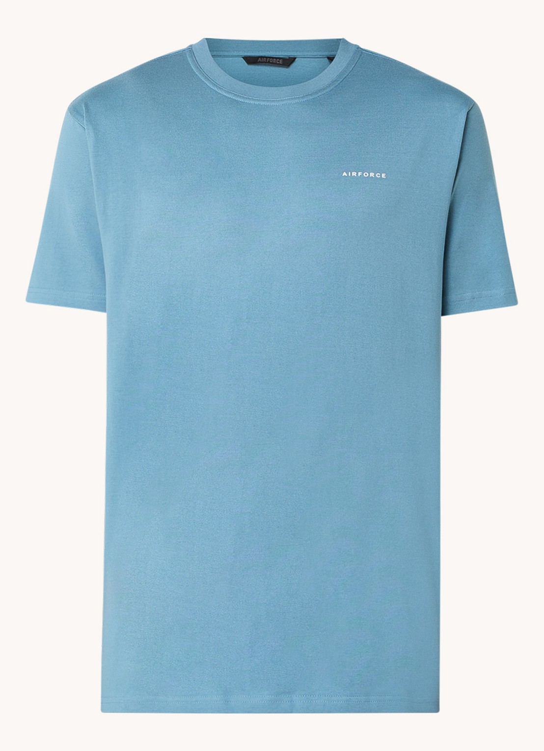 Airforce T-shirt van  katoen met logo - voorkant 2 staalblauw