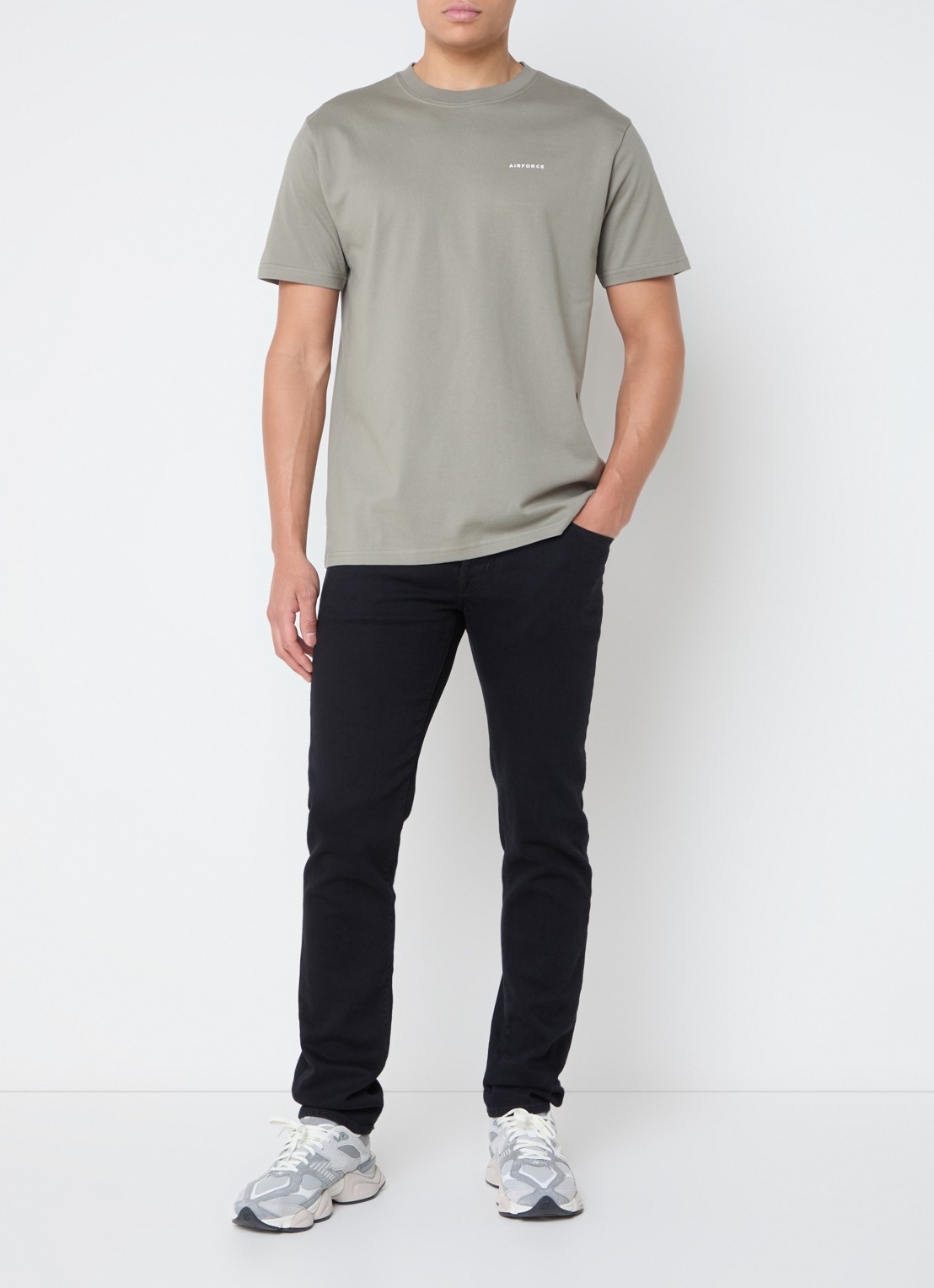 Airforce T-shirt van  katoen met logo - voorkant 4 legergroen
