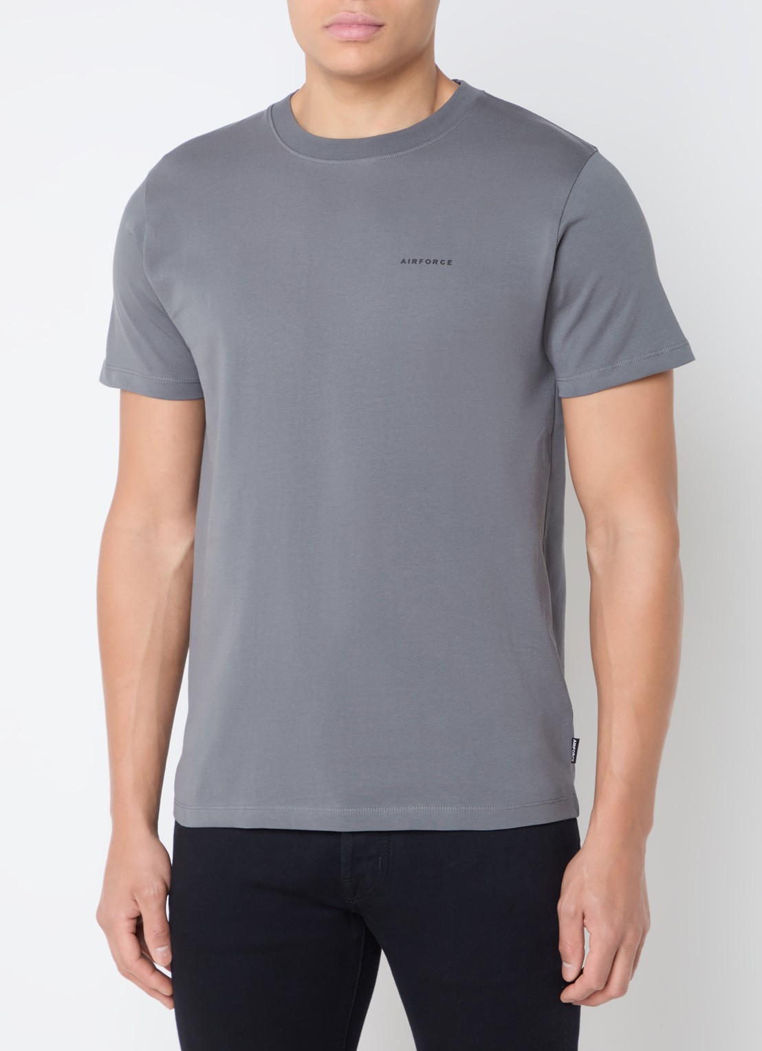 Airforce T-shirt van  katoen met logo - detail 2 donkergrijs