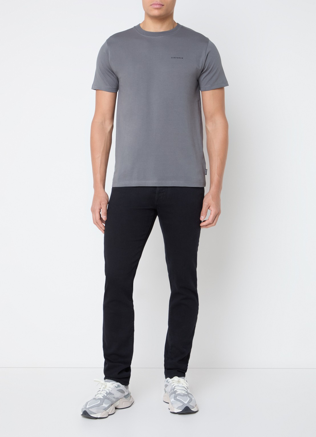 Airforce T-shirt van  katoen met logo - voorkant 4 donkergrijs