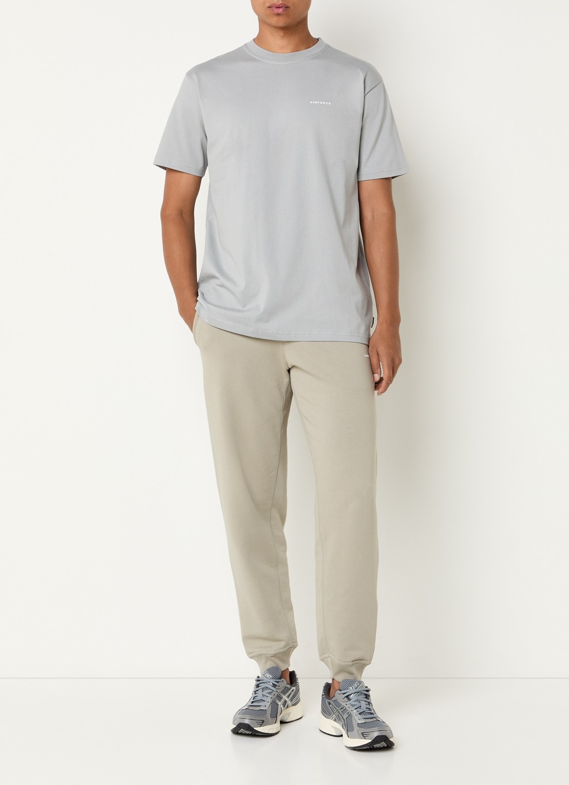 Airforce Tapered fit joggingbroek met steekzakken - voorkant 3 khaki