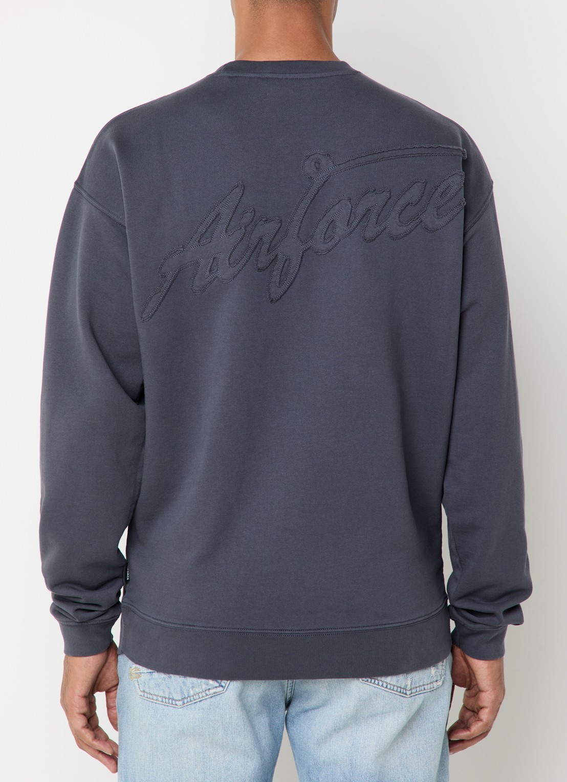 Airforce Wording sweater met logo- en backprint - detail 3 donkergrijs