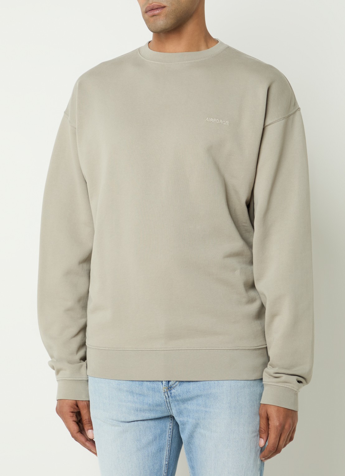 Airforce Wording sweater met logo- en backprint - achterkant 4 beige