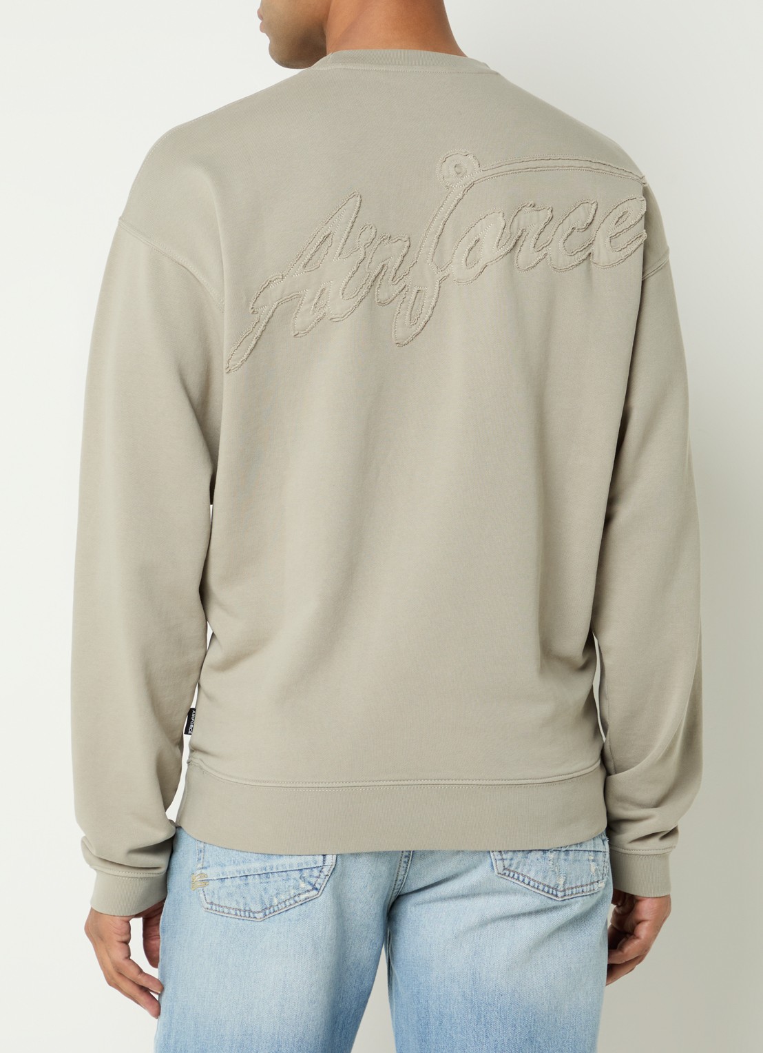 Airforce Wording sweater met logo- en backprint - detail 3 beige