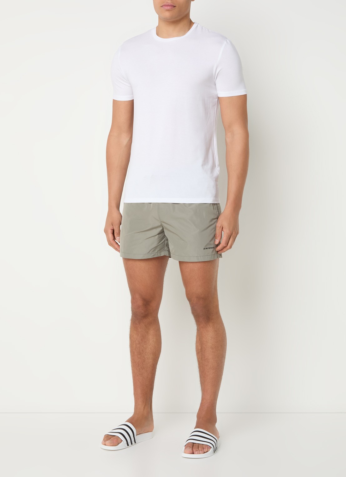 Airforce Zwemshorts met logo en steekzakken - voorkant 3 olijfgroen