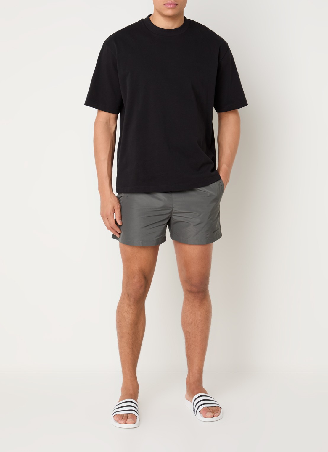 Airforce Zwemshorts met logo en steekzakken - voorkant 3 antraciet
