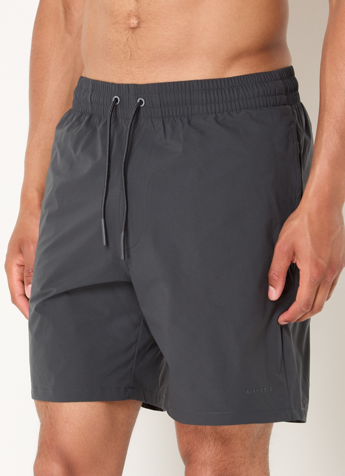 Airforce Zwemshorts met logo en steekzakken - detail antraciet