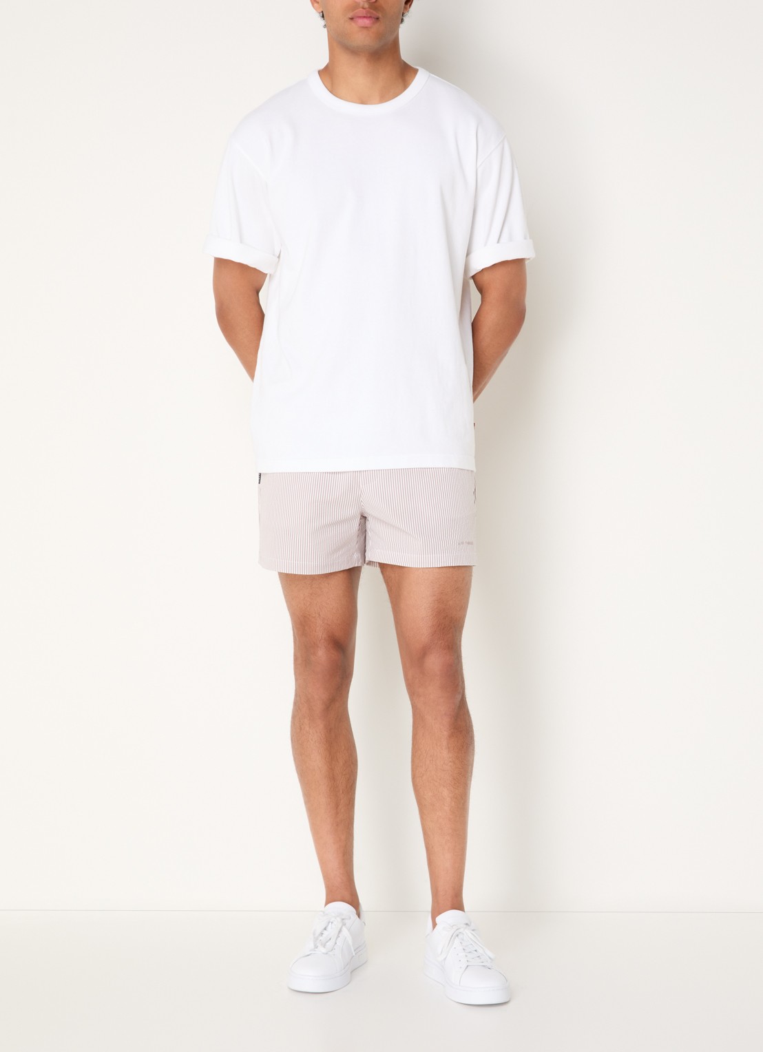 Airforce Zwemshorts met structuur en logo - voorkant 4 lichtbruin